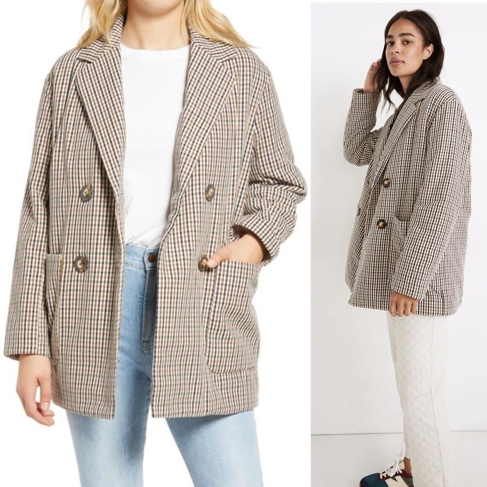 MADEWELL Jacket Winter Coat Womens Size XS Plaid Padded Quilted Puff Academia